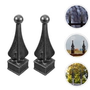 MIPCASE 2Pcs Metal Fence Post Finials Black Decorative Fence Toppers for Garden Lawn and Gate Posts