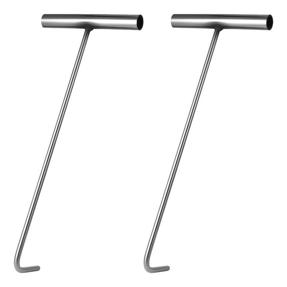 MIPCASE 2Pcs Metal Manhole Lifter Hooks with Sturdy Handle for Easy Manhole Cover Opening