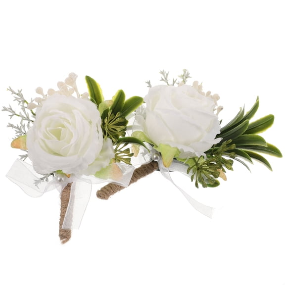 MIPCASE 2-Pack Men's White Rose Boutonniere Lapel Pins for Wedding, Suit, Formal Events, Artificial Flower Accessories