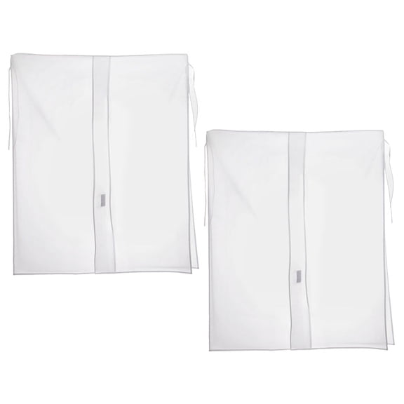 MIPCASE 2-Pack White PEVA Garment Rack Covers with Easy Close Sticky Buckle, Clothes Protector for Home Storage