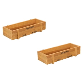 MIPCASE Set of 2 Brown Synthetic Wood Planter Boxes, Multifunctional Rectangular Flower Pots for Indoor and Outdoor Plants