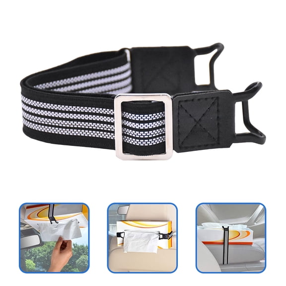 MIPCASE 2Pcs Black Ratchet Tie Down Straps Elastic Tissue Box Strap for Car Visor Headrest