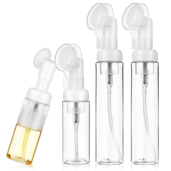 MIPCASE 4 Pcs Cleansing and Foaming Device Transparent Pet Foaming Pump Bottles for Men's Facial Cleansing