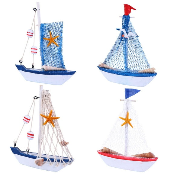MIPCASE 4Pcs Sailboat Model Multi Color Tabletop Decoration for Office and Bedroom