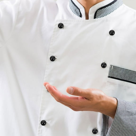 MIPCASE 50Pcs Durable Black Plastic Buttons for Chef Jackets Ideal for Uniform Replacement and Tailoring