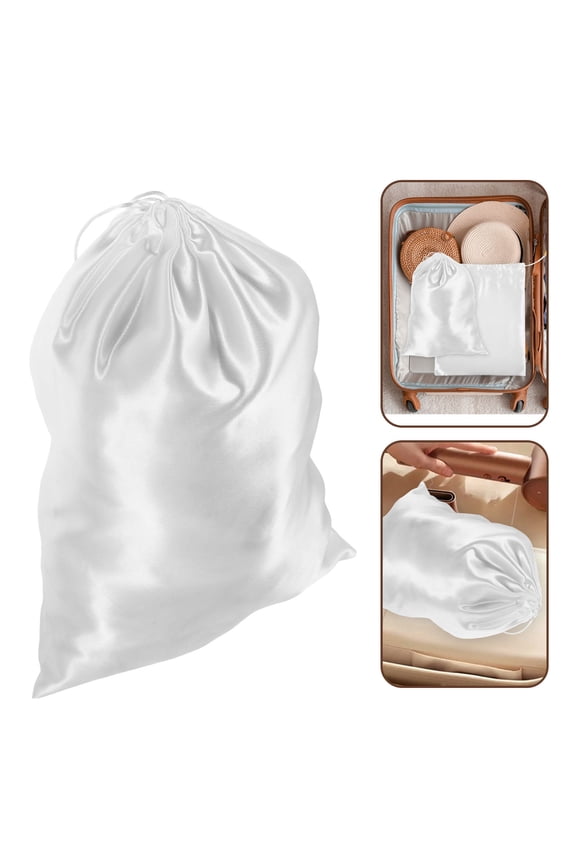 5Pcs Silk Storage Bags White Drawstring Handbag Storage Pouches Soft and Water Resistant