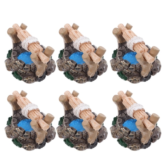 MIPCASE 6Pcs Miniature Water Well Decor Resin Sandstone Mini Garden Accessories 1.57X1.18X1.18in