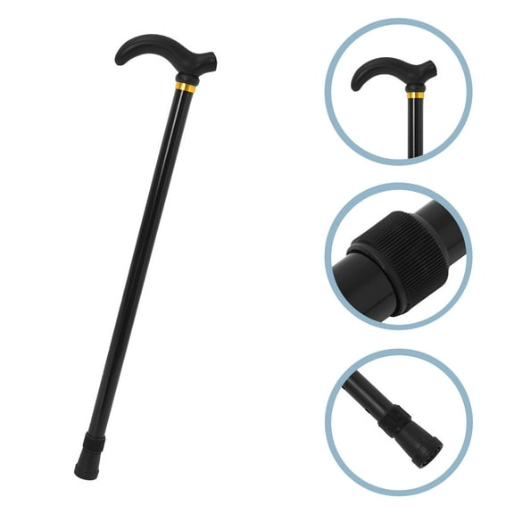 MIPCASE Adjustable Walking Stick for Seniors Made of Aluminum Alloy and Plastic Lightweight and Sturdy with Ergonomic Handle Black 2 Sections