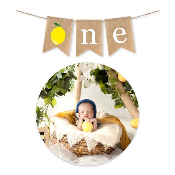 MIPCASE Burlap Banner Birthday Party Decoration Chic Lemon Style Parents First Birthday Party 1Set