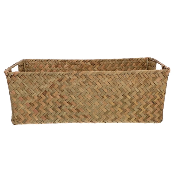 MIPCASE Khaki Woven Bread Basket with Grass Mat, Indoor Storage Organizer for Fruits, Vegetables, and Household Sundries