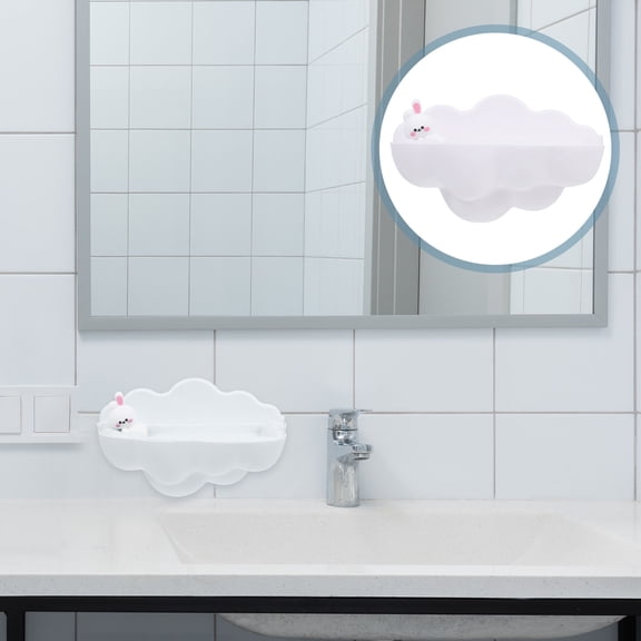 MIPCASE Punch Free Bathroom Soap Holder White Cloud Soap Tray with Drainage for Home Use