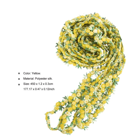 MIPCASE Yellow Rose Trim Floral Ribbon Decorative Ribbon for Wedding, Garments, Crafts and Projects