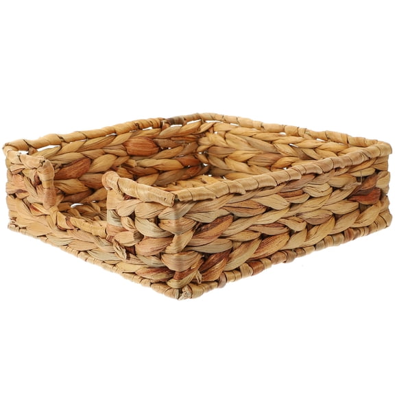 MIPCASE Sturdy Straw Basket Light Brown Woven Storage Bin for Desktop Serving and Home Storage