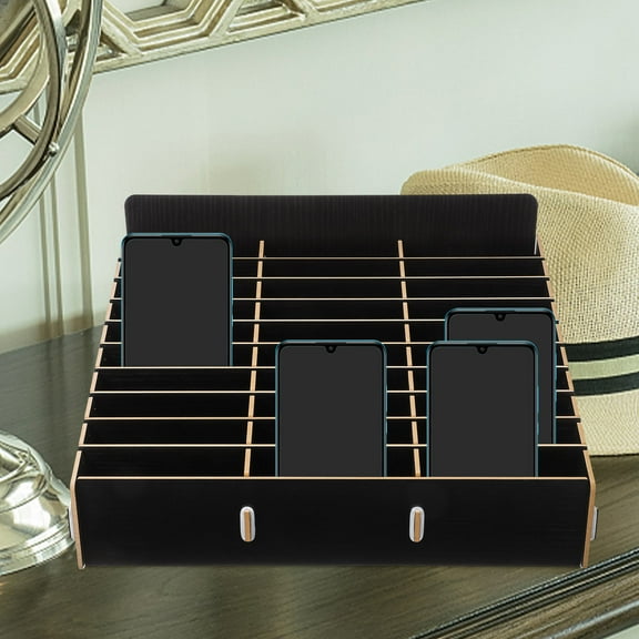 MIPCASE Desktop Phone Holder Stand Storage Cell Phone Box Wood Black 1Set for Living Room