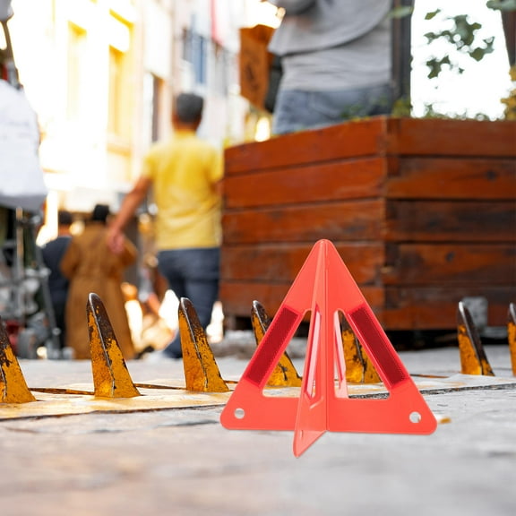 MIPCASE 1Set Red Car Road Warn Triangle Reflective Safety Sign Durable Plastic for Roadside Use