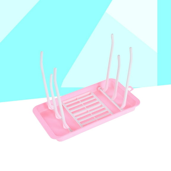 MIPCASE Dustproof Baby Bottle Drying Rack Pink Foldable Box Space Saving Vertical Design for Parents 1Pcs