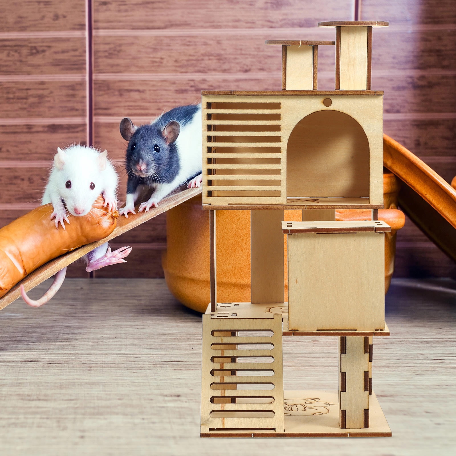 MIPCASE Hamster Enclosure Platforms Hamster Wooden Ladder House ... - Vibrant Arch Hamster Enclosure