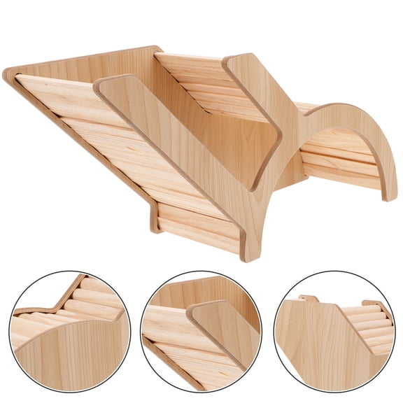 MIPCASE Beige Wooden Hamster Tunnel Hideout with Unique Arch Bridge Design for Safe Activities