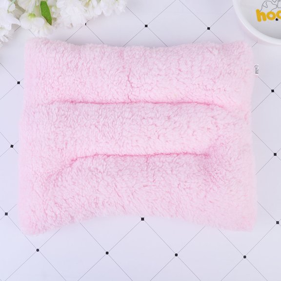 MIPCASE Hamster Warm Bed Cushion Short Plush Durable 1Pack Pink Winter