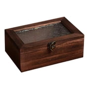 MIPCASE Vintage Dark Brown Wooden Jewelry Box for Women, Elegant Trinket Storage Organizer, Keepsake Holder Set