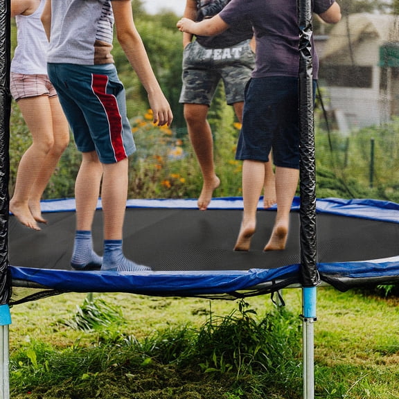 MIPCASE Heavy Duty Black Round Trampoline Jumping Mat with Hooks, UV Resistant, Outdoor Replacement for Backyard