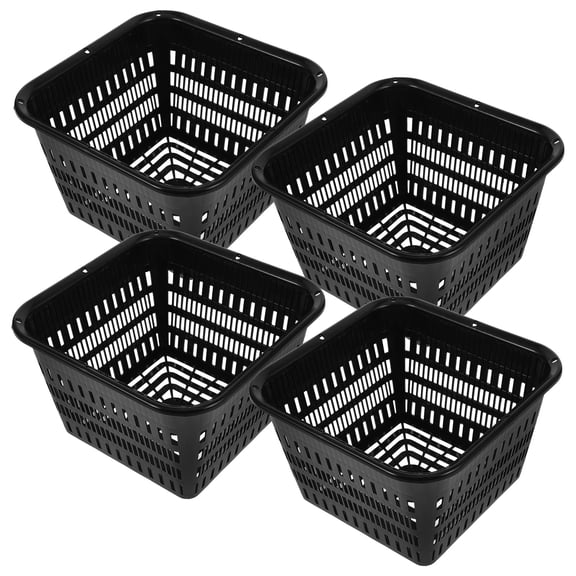 MIPCASE 4-Pack Black Plastic Mesh Net Pots for Indoor and Outdoor Vegetable Planting and Hydroponic Growing