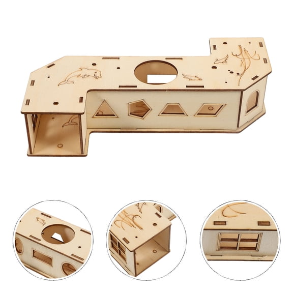 MIPCASE Wooden Hamster Tunnel for Small Pets Indoor Activity Play Tube 1 Set Pet Exercise Toy