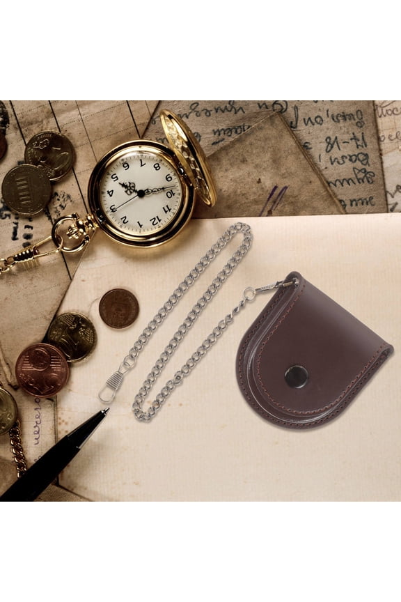 Coffee PU Watch Pouch Retro Style Pocket Watch Holder Portable Storage Case