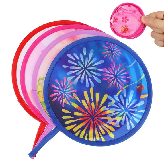 MIPCASE Round Collapsible Fan Assorted Color 21X21X0.2In Steel Wire Portable Photography Prop Wedding Decoration 4Pcs