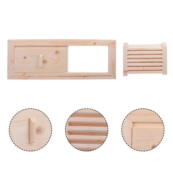 MIPCASE 1 Set Sauna Vent Shutter Wood Beige Grille Shape for Adults