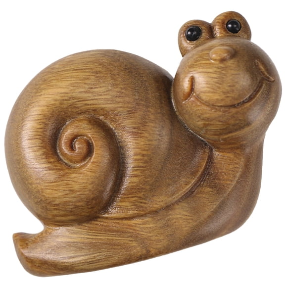 MIPCASE Brown Wooden Snail Figurine Decorative Statue for Rustic Farmhouse Home Decor and Garden Ornament