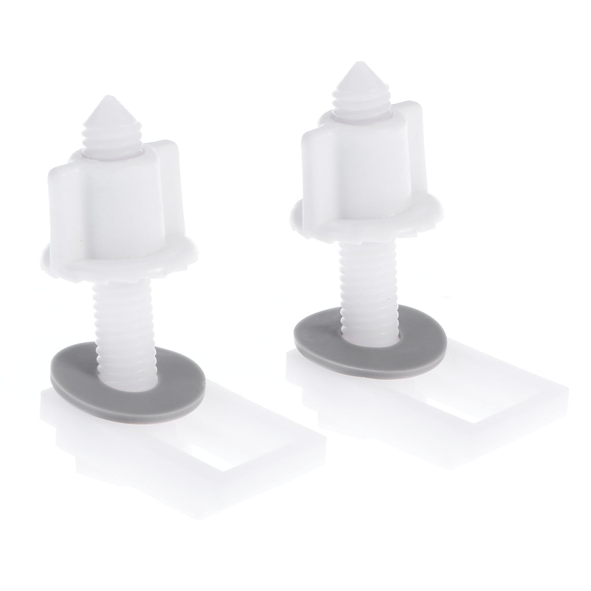 5 Pairs Toilet Seat Hinge Bolts - White Plastic Replacement Screws With Nuts & Washers