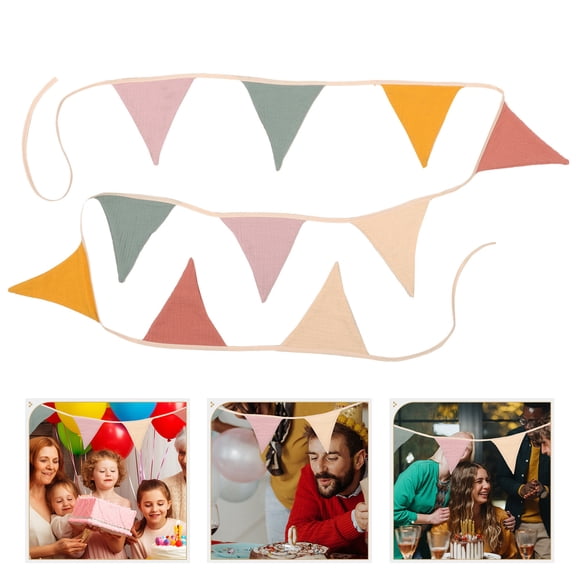 MIPCASE Colorful Fabric Triangle Banner Flags Set for Kids Birthday Party Decorations, Hanging Garland for Celebrations and Events