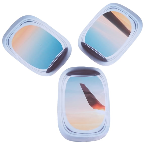 MIPCASE 3Pcs Faux Window Wall Stickers with Scenic Sky and Landscape for Living Room Decoration
