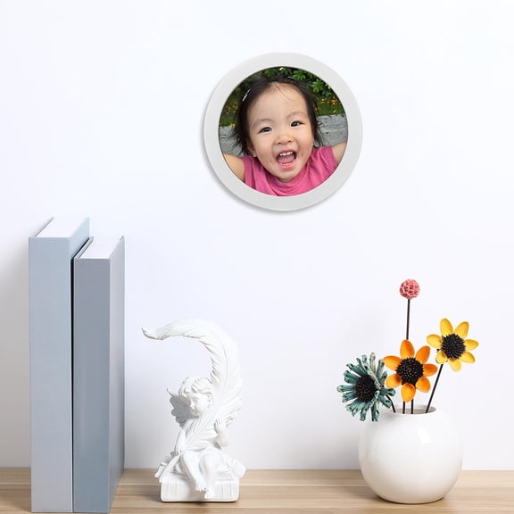 MIPCASE Rustic Photo Frame Wall Decoration Circular White Wood 1Pack