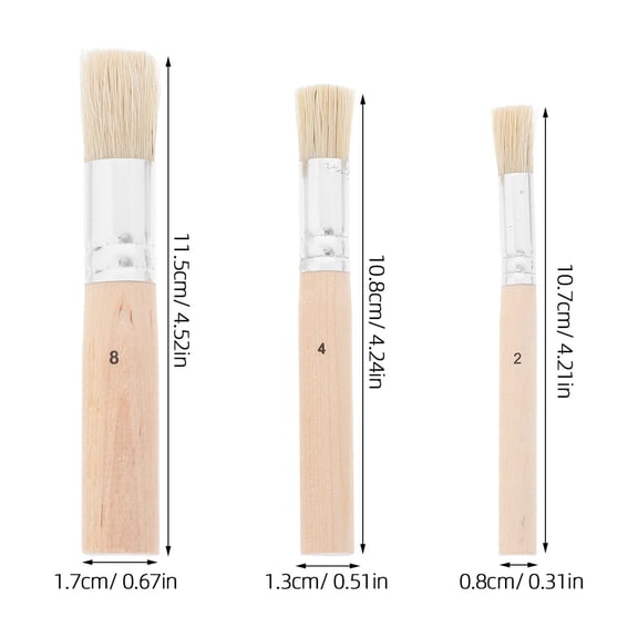 MIPCASE Wooden Bristle Paintbrush Set for Acrylic Oil Watercolor Painting Stencil Projects 3pcs