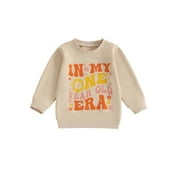 MIPREWUY Baby Girls Boys Birthday Sweatshirts Letter Print Crew Neck Long Sleeve Toddler Pullovers Fall Clothes Tops