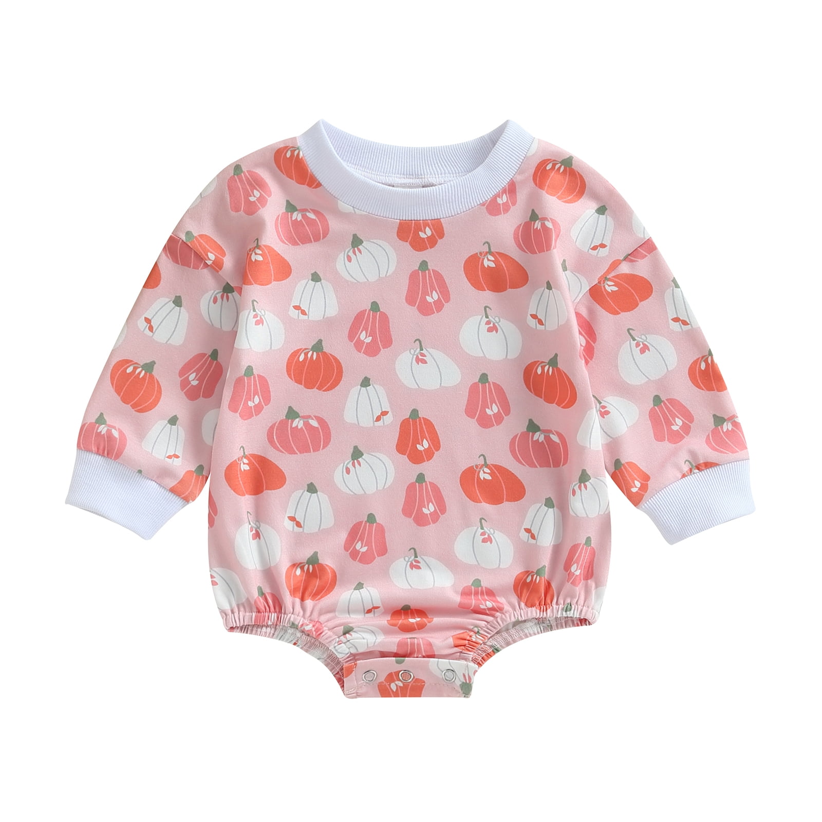 MIPREWUY Baby Romper, Long Sleeve Crew Neck Ghost Flower Pumpkin Fall