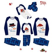MIPREWUY Family Matching Christmas Pajamas, Letter Print Long-Sleeved Round Neck Tops + Plaid Trousers Sleepwear Outfits
