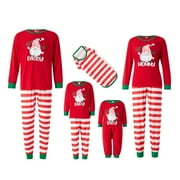 MIPREWUY Family Matching Christmas Pajamas, Santa Print Long-Sleeved Tops + Stripe Trousers/One-Piece Jumpsuit/Dog Clothes