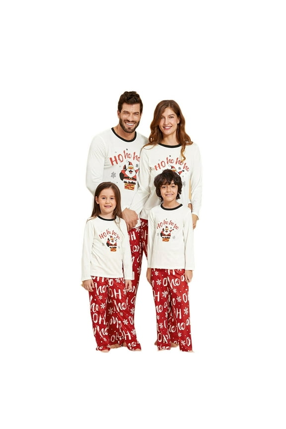 Family Matching Christmas Pajamas Sets, Dad Mom Kid Cartoon Santa Claus Printed Sleepwear Homewear