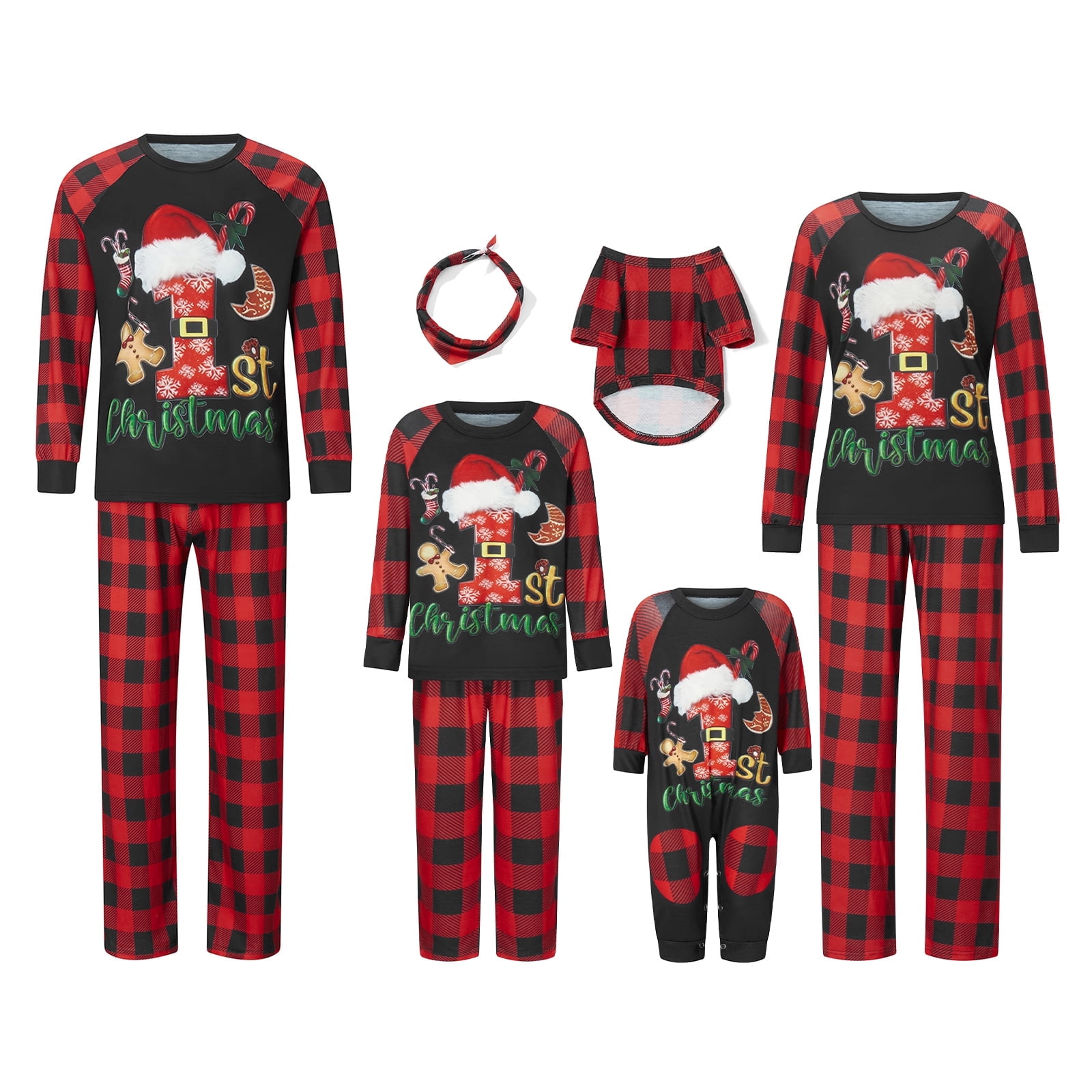 MIPREWUY Family Pajamas Matching Set Christmas Letter Print Long Sleeve