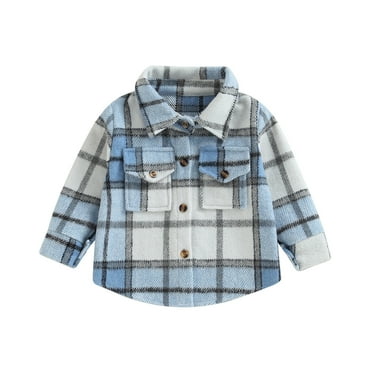 MIPREWUY Kids Boys Plaid Shirts Coat Long Sleeve Turn-Down Collar Button-Down Toddler Jackets Fall Winter Casual Outerwear