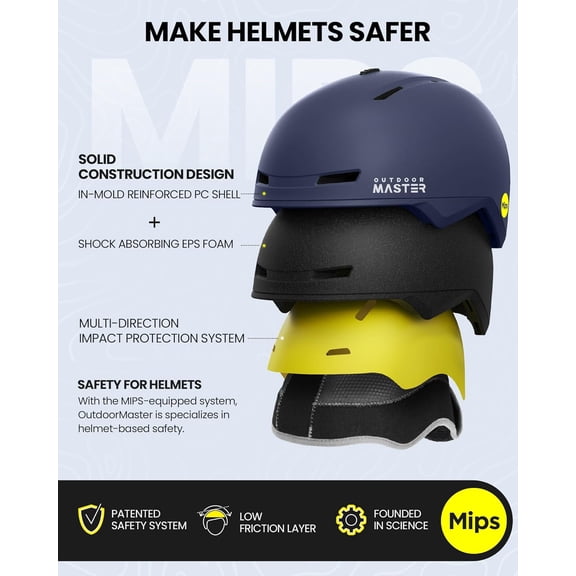 MIPS Snow Helmet for Men, Women & Youth, 8 Vents, PC Shell & EPS Foam, Skiing & Snowboarding Certified