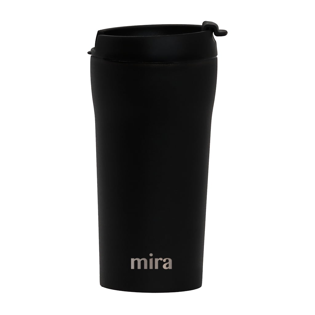 MIRA 12oz Insulated Coffee Travel Mug, Stainless Steel with Screw On Flip  Lid, Black