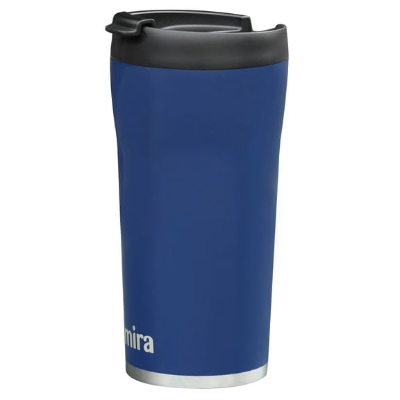 MIRA 12oz Insulated Coffee Travel Mug, Stainless Steel with Screw On Flip Lid, Marine
