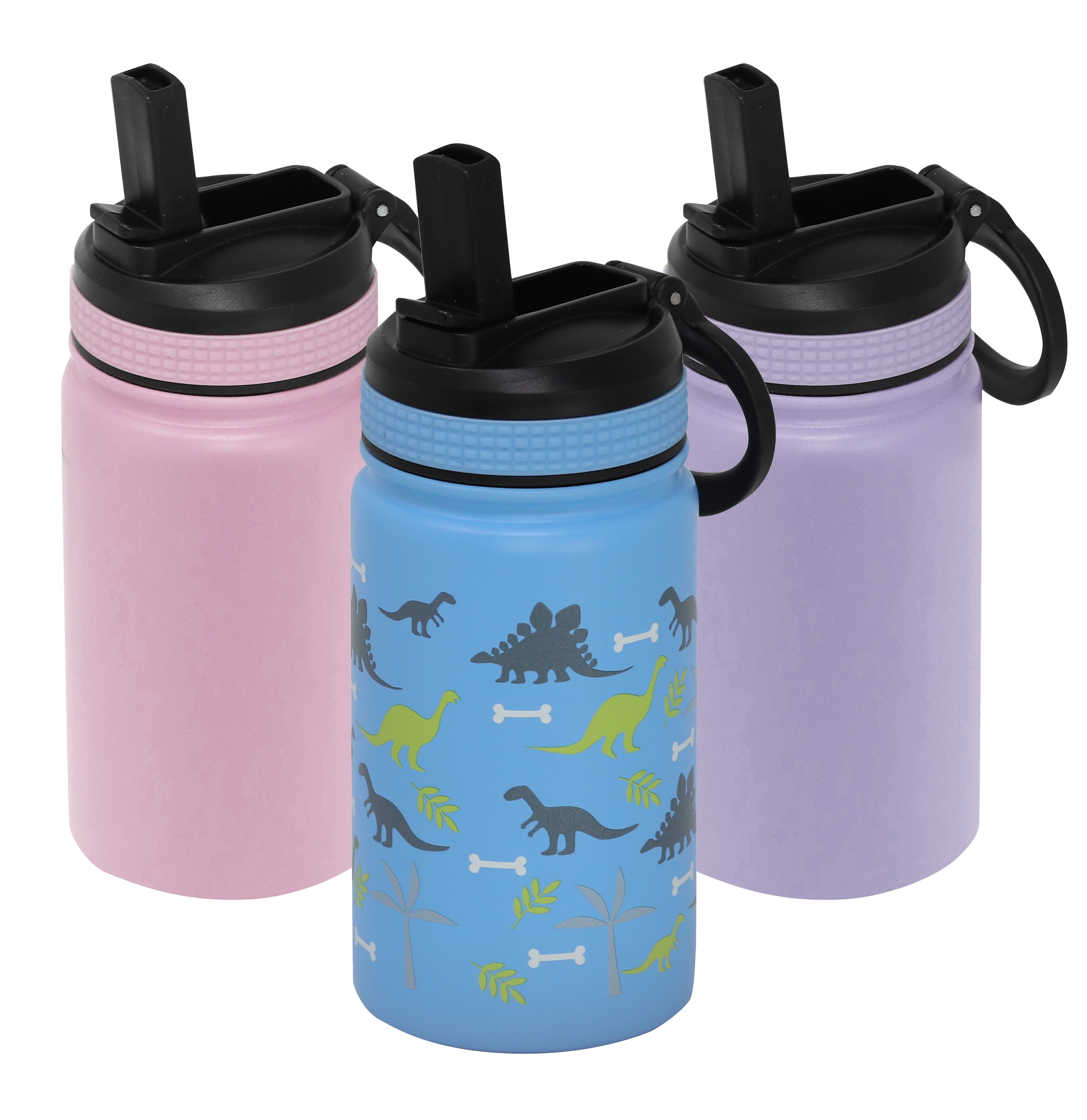 MIRA 12oz Insulated Kids Water Bottle with Straw Lid & Handle, Stainless  Steel, Dinosaurs 
