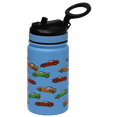 thumbnail image 1 of MIRA 12oz Insulated Kids Water Bottle with Straw Lid & Handle, Stainless Steel, Racecar, 1 of 6