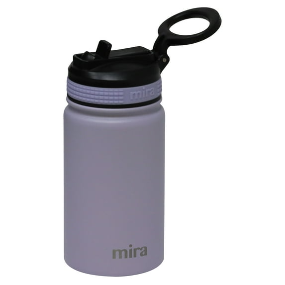 MIRA 12oz Insulated Kids Water Bottle with Straw Lid & Handle, Stainless Steel, Violet