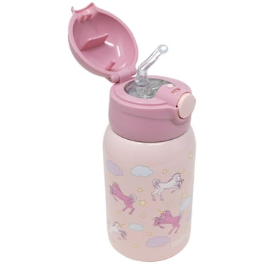 MIRA 15oz Insulated Kids Water Bottle with Straw, One Touch Lid, Stainless Steel, Unicorn